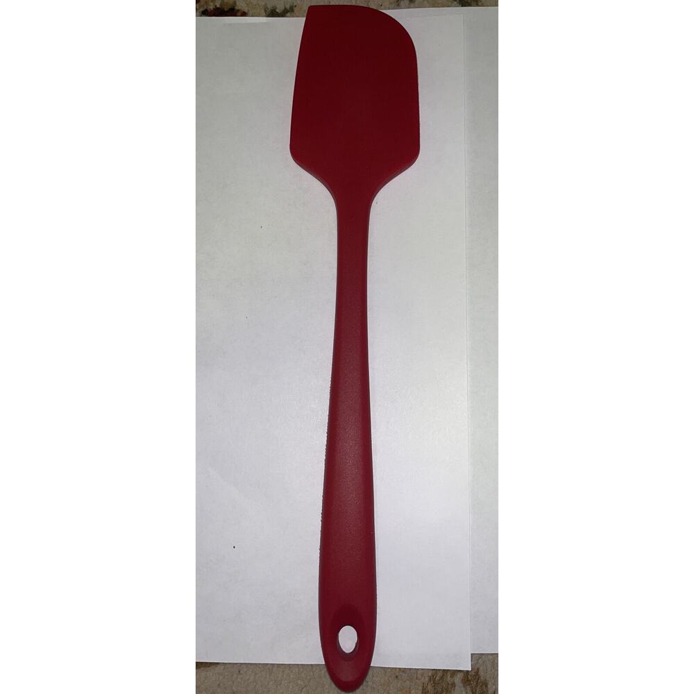 NWT Red Silicone Nonstick Spatula Scraper 11 In Long with FREE plastic ladle